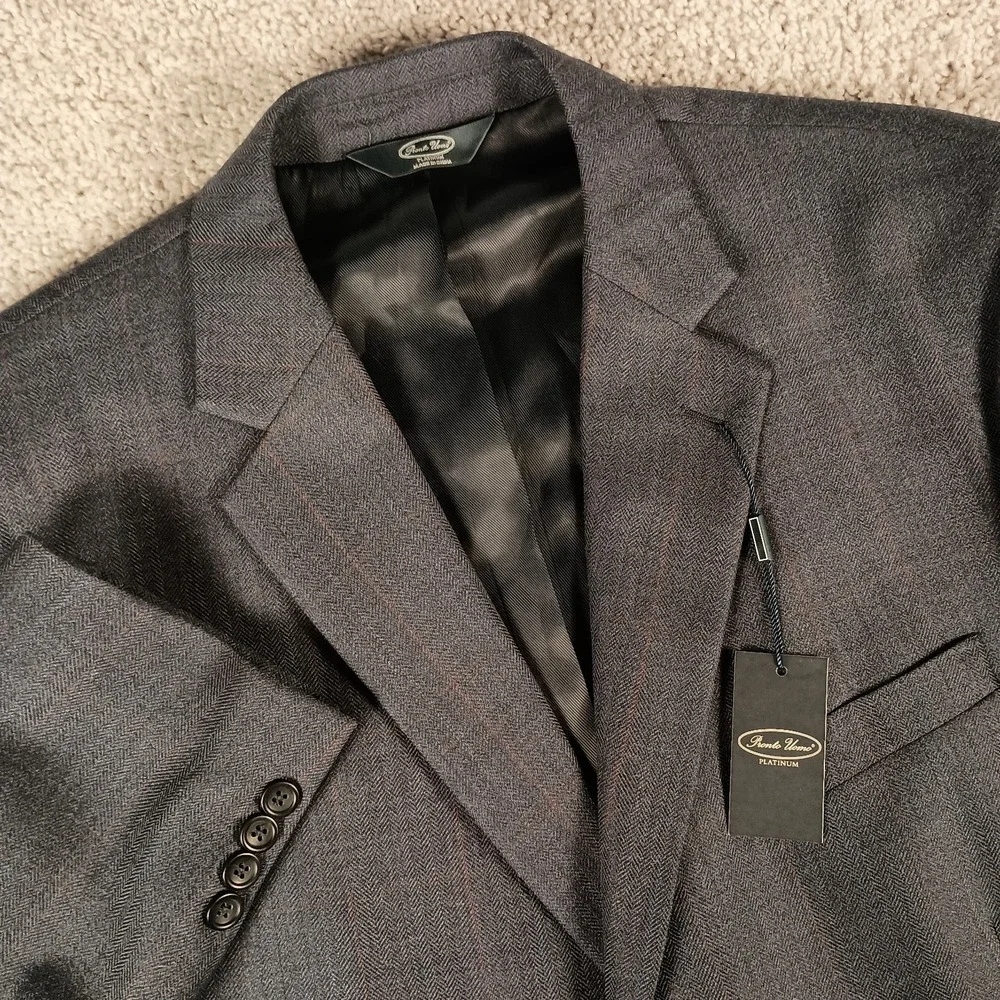 NEW Pronto Uomo Platinum 46S Blue Herringbone With Red & Blue Windowpane Blazer‎
